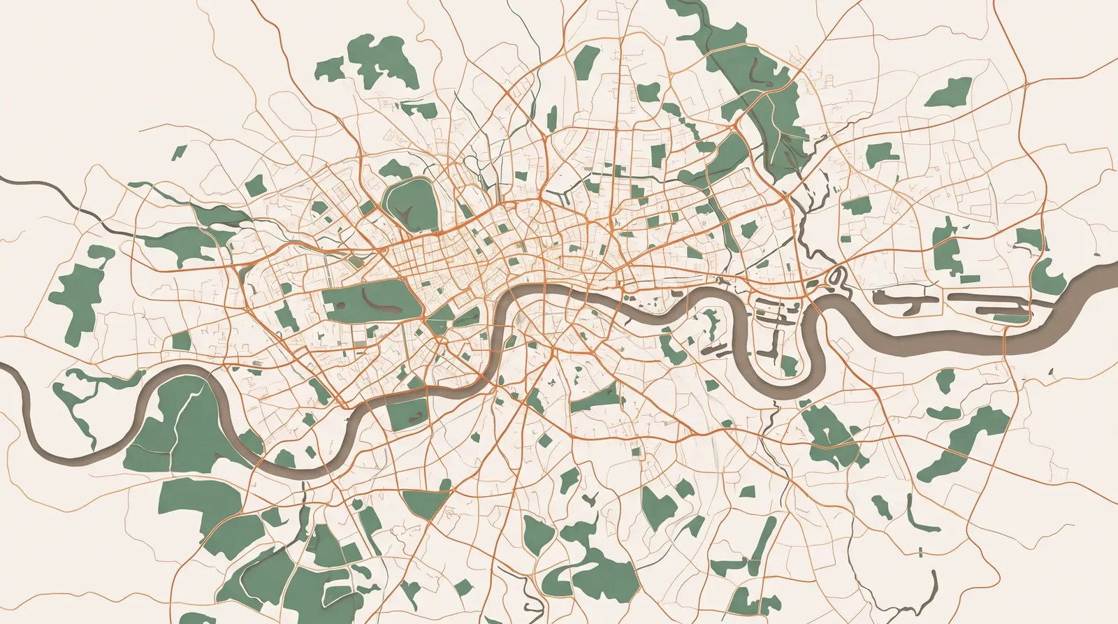 A stylised map of central Bangkok showing the neighbourhoods Luna covers