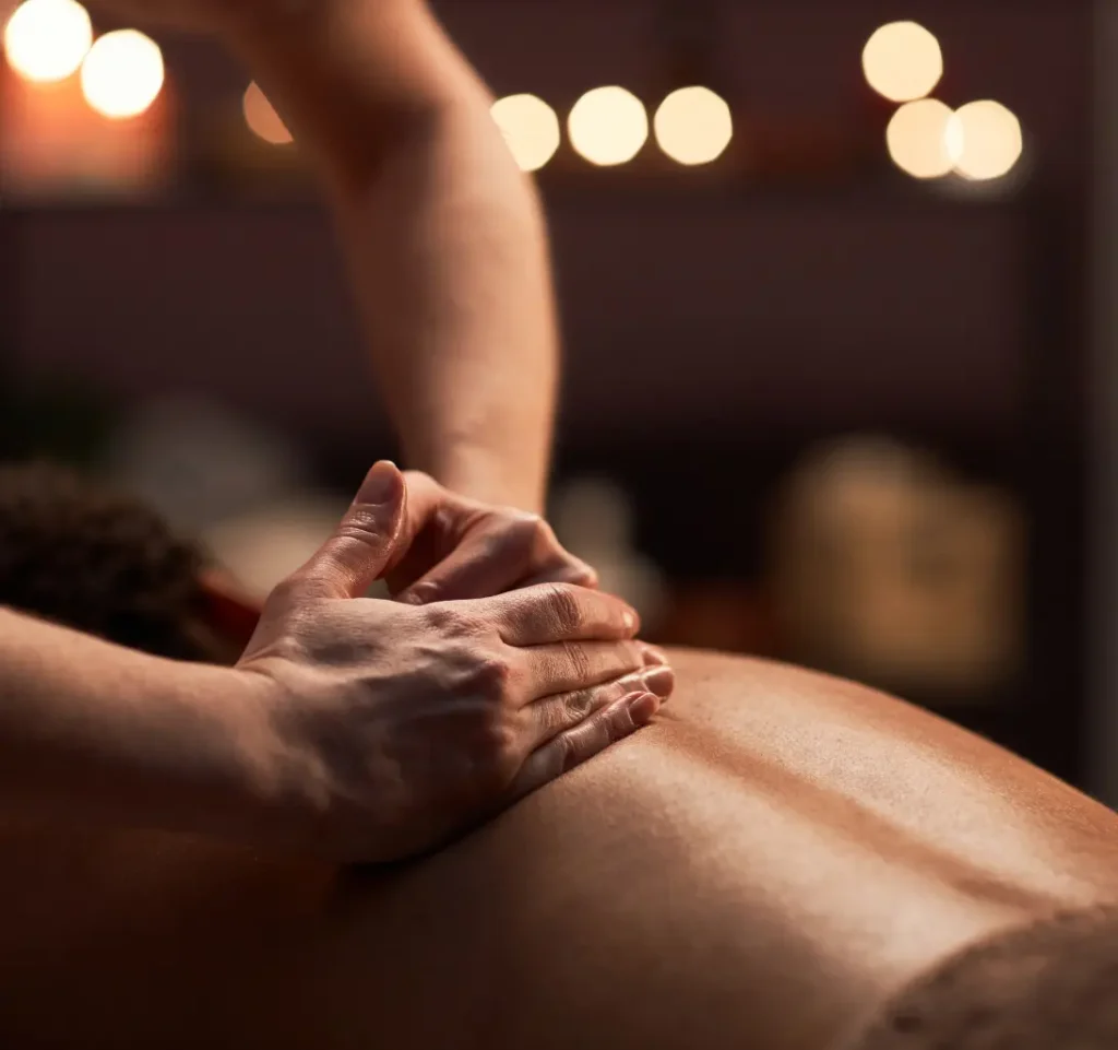 Luna Thai Spa therapist giving Thai outcall massage in Bangkok hotel room.